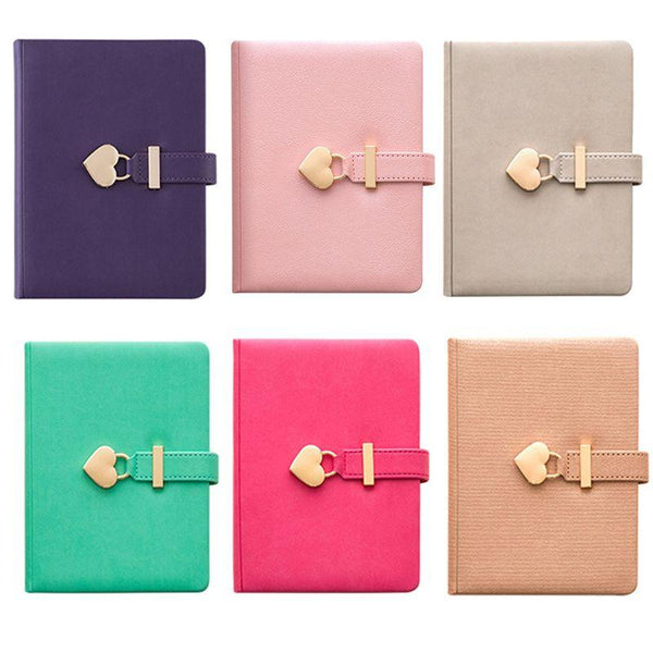 Notebook Notepad Heart Lock Leather